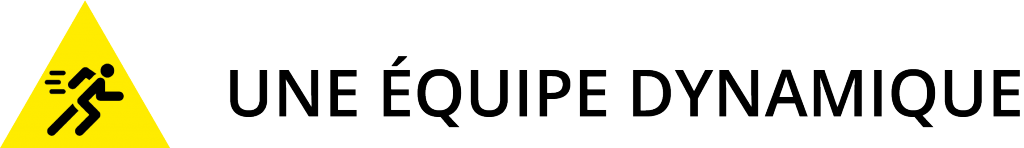 Triangle jaune PAP avec texte une équipe dynamique